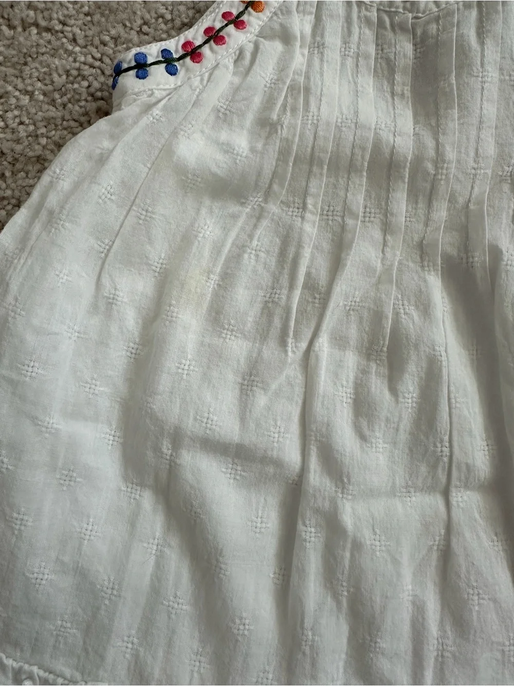 Matilda Jane White Eyelet Dress with Rainbow Trim